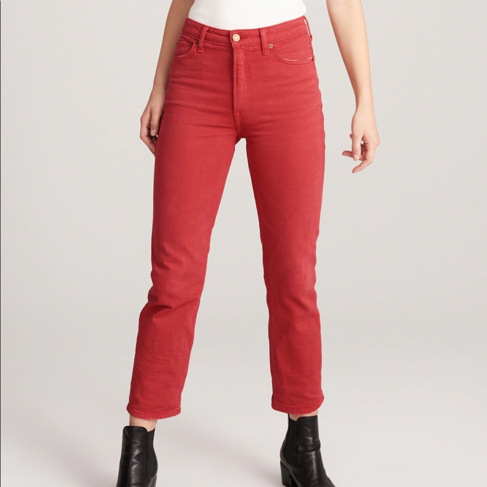 Red Abercrombie High Waist Jeans